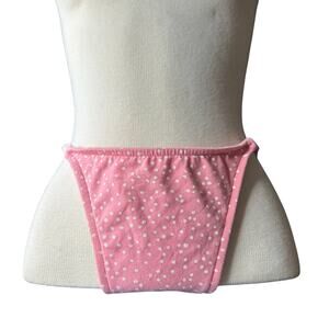 Vintage 80/90s Pink White polka dot Bikini Bottom Cotton Flawed 
Womens Size m